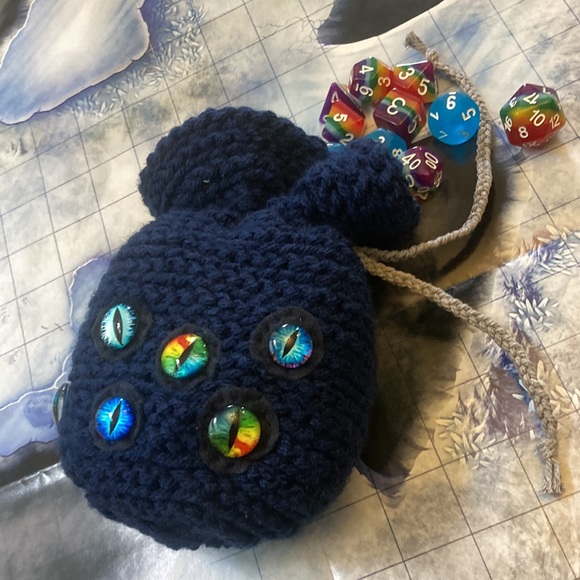 Bags Dice Bag Rainbow Mimic Crochet Handmade Cosplay Pouch Dnd